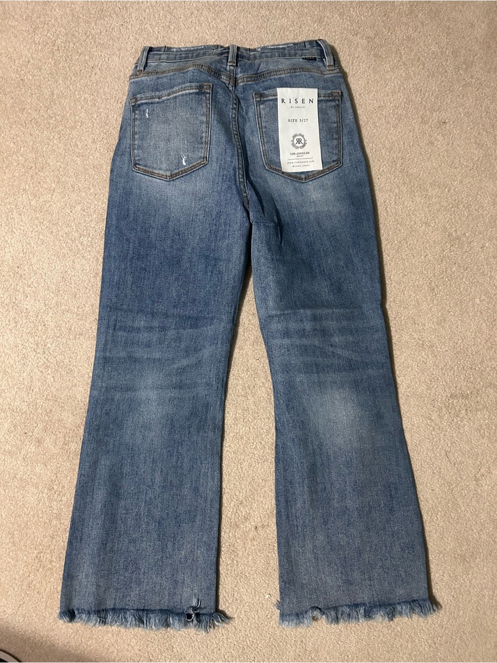 NWT Risen Distressed Straight-Leg Jeans in dark Blue size 5/27 - Picture 2 of 2